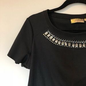Diamond Studded Black Knit Top